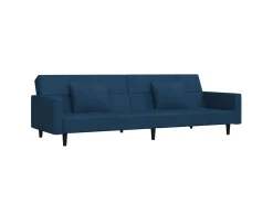 Outlet Sofá-cama 2 lugares com duas almofadas veludo PT165466 Azul