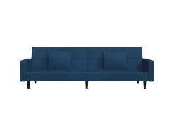 Outlet Sofá-cama 2 lugares com duas almofadas veludo PT165466 Azul