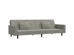 Sofá| Sofá-cama 2 lugares com duas almofadas veludo -claro PT606818 Cinzento
