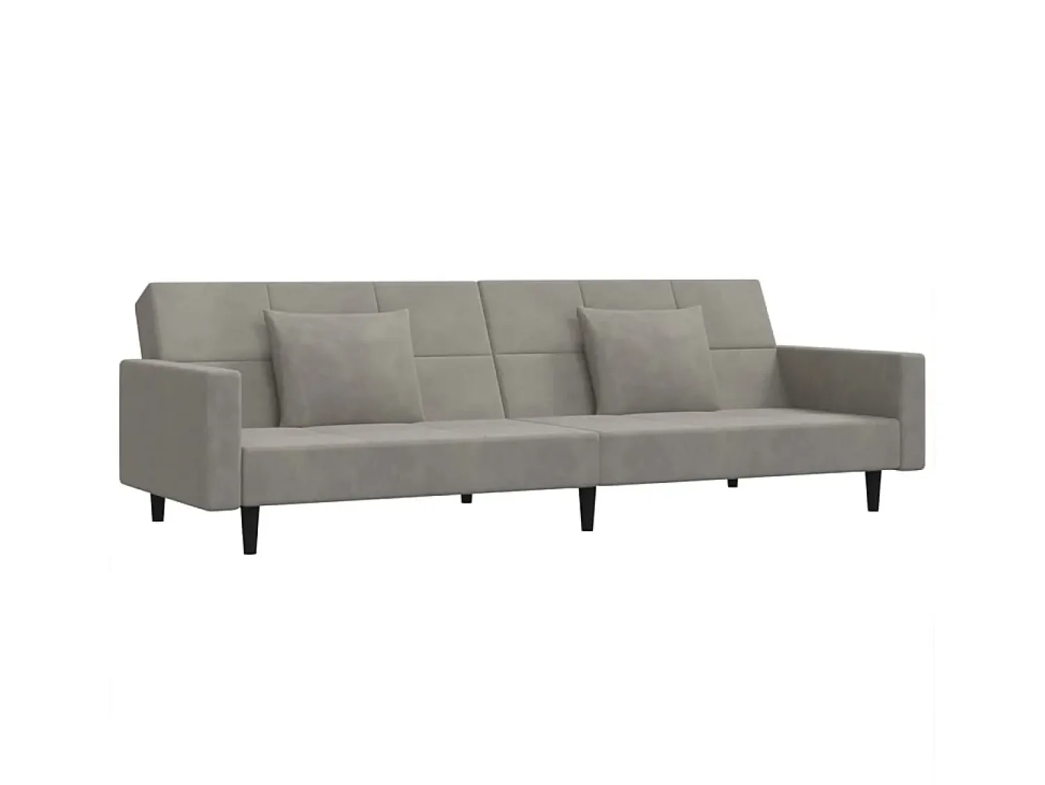 Sofá| Sofá-cama 2 lugares com duas almofadas veludo -claro PT606818 Cinzento