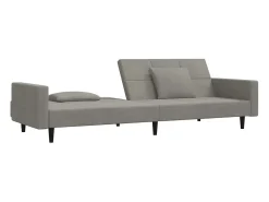Sofá| Sofá-cama 2 lugares com duas almofadas veludo -claro PT606818 Cinzento