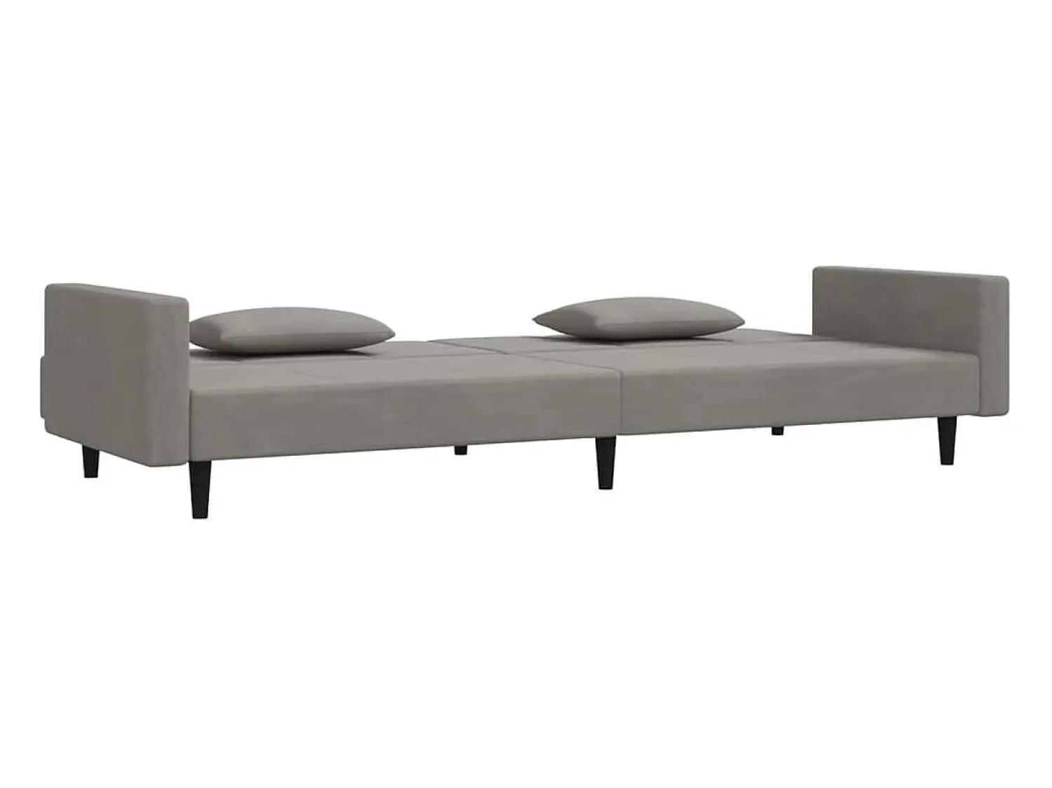 Sofá| Sofá-cama 2 lugares com duas almofadas veludo -claro PT606818 Cinzento
