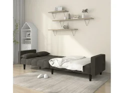 Sofá-cama 2 lugares com duas almofadas veludo -escuro PT160393^ Sofá