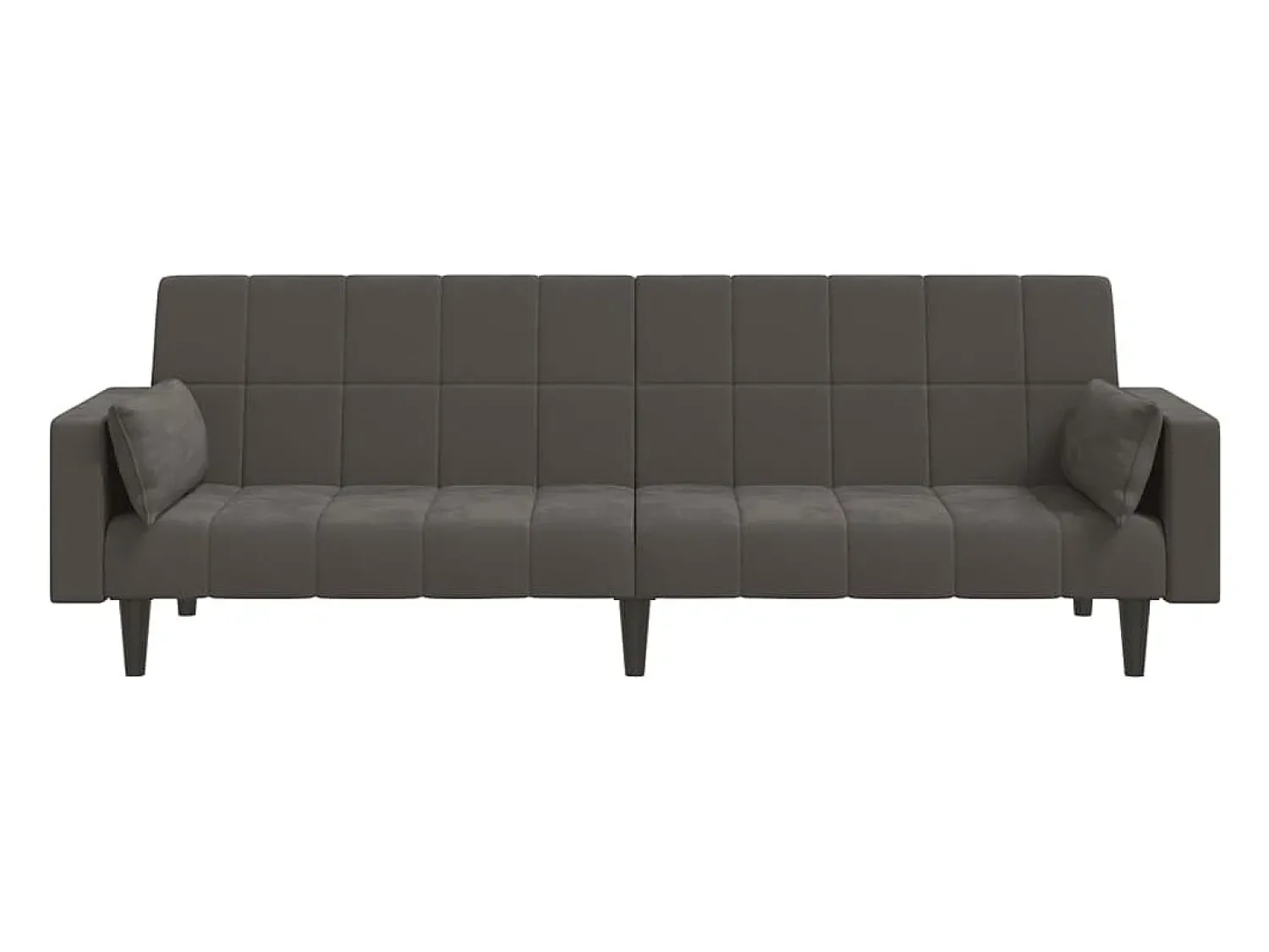 Sofá-cama 2 lugares com duas almofadas veludo -escuro PT160393^ Sofá
