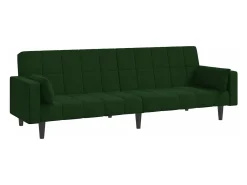 Sofá-cama 2 lugares com duas almofadas veludo -escuro PT110700^ Sofá