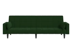 Sofá-cama 2 lugares com duas almofadas veludo -escuro PT110700^ Sofá