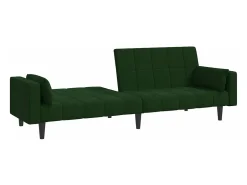 Sofá-cama 2 lugares com duas almofadas veludo -escuro PT110700^ Sofá