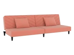 Sofá*vidaxl Sofá-cama 2 lugares com duas almofadas veludo Rosa
