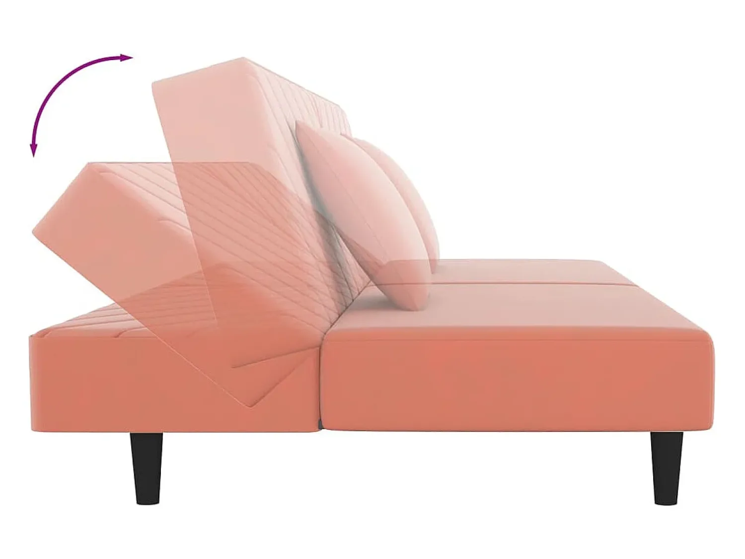 Sofá*vidaxl Sofá-cama 2 lugares com duas almofadas veludo Rosa
