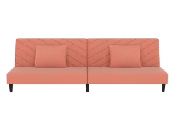 Sofá*vidaxl Sofá-cama 2 lugares com duas almofadas veludo Rosa