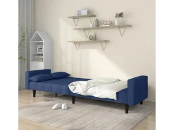 Sofá| Sofá-cama 2 lugares com duas almofadas tecido PT362681 Azul