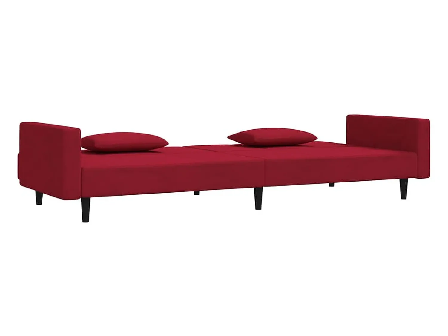 Sofá* Sofá-cama 2 lugares com duas almofadas veludo tinto PT341169 Vermelho