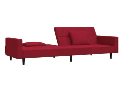 Sofá* Sofá-cama 2 lugares com duas almofadas veludo tinto PT341169 Vermelho