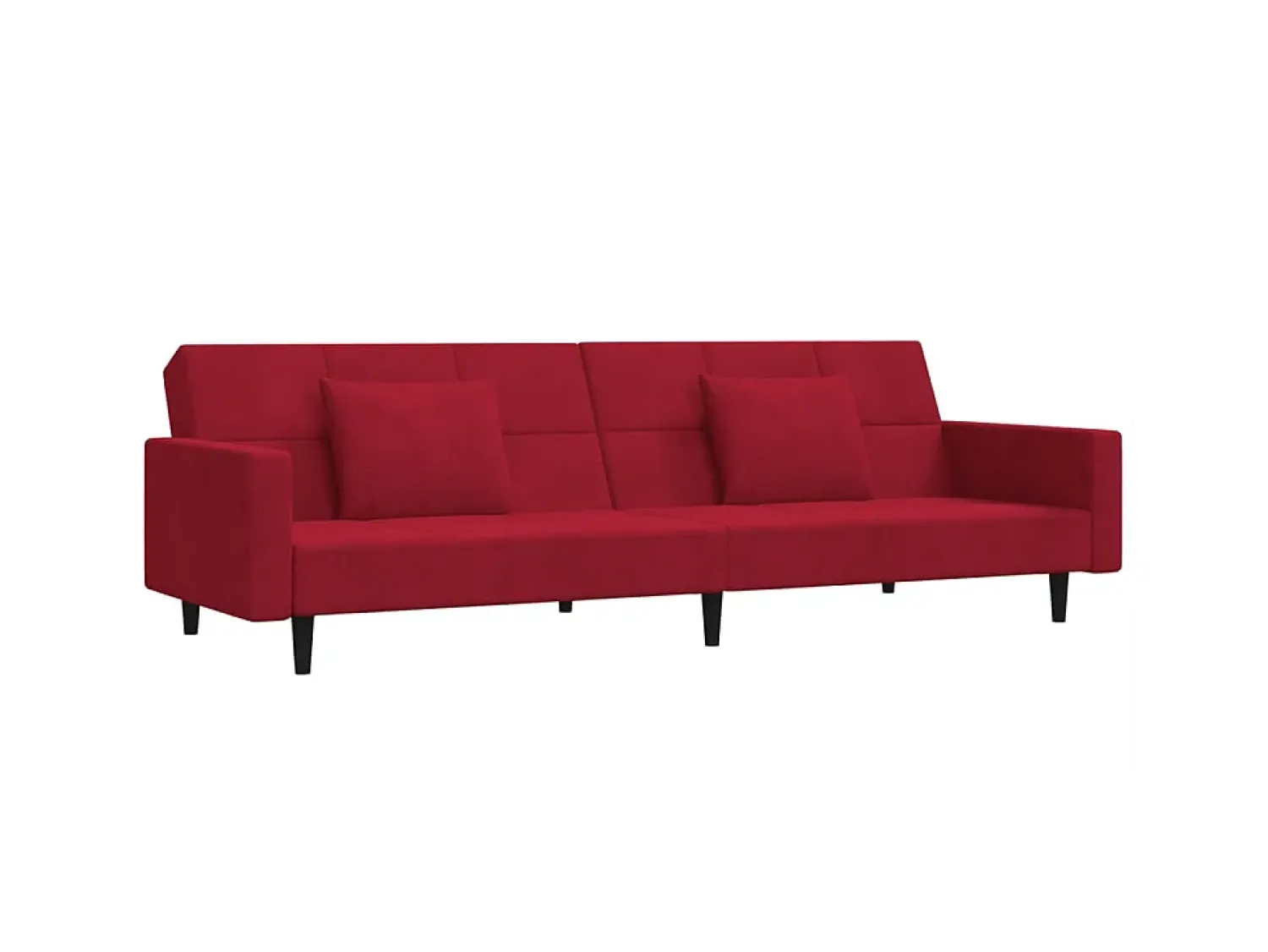 Sofá* Sofá-cama 2 lugares com duas almofadas veludo tinto PT341169 Vermelho