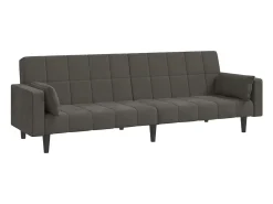 Clearance vidaxl Sofá-cama 2 lugares com duas almofadas veludo -escuro Cinzento
