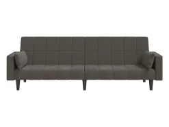 Clearance vidaxl Sofá-cama 2 lugares com duas almofadas veludo -escuro Cinzento