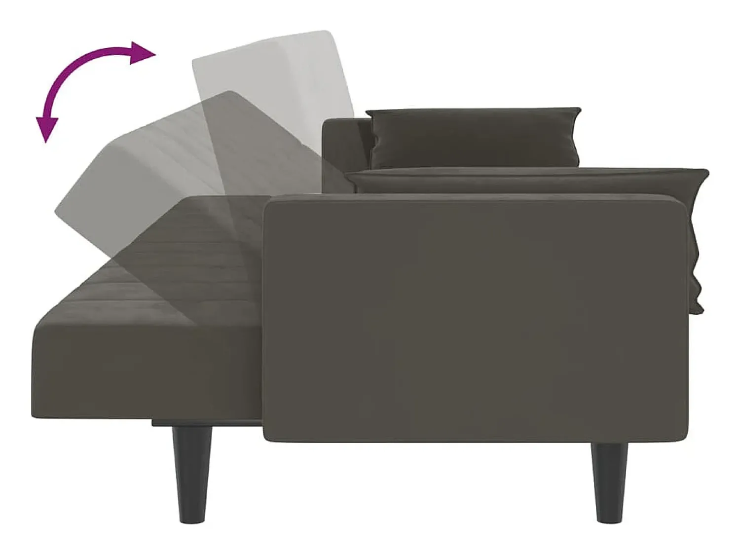 Clearance vidaxl Sofá-cama 2 lugares com duas almofadas veludo -escuro Cinzento
