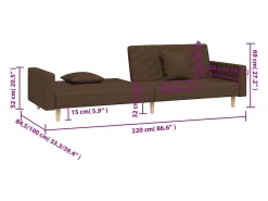 Hot vidaxl Sofá-cama 2 lugares com duas almofadas tecido Castanho