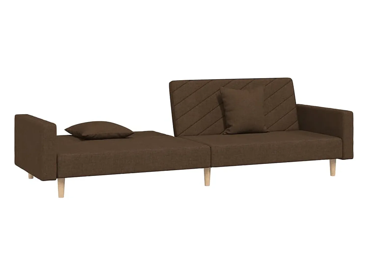 Hot vidaxl Sofá-cama 2 lugares com duas almofadas tecido Castanho