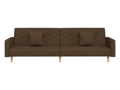 Hot vidaxl Sofá-cama 2 lugares com duas almofadas tecido Castanho