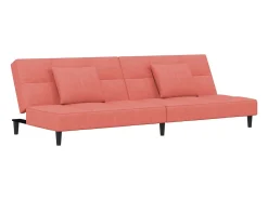 Sale Sofá-cama 2 lugares com duas almofadas veludo PT398106 Rosa