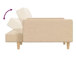 Best vidaxl Sofá-cama 2 lugares com duas almofadas tecido cor Creme