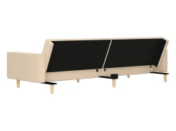 Best vidaxl Sofá-cama 2 lugares com duas almofadas tecido cor Creme