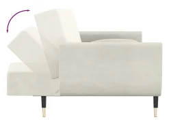 Sofá*vidaxl Sofá-cama 2 lugares com duas almofadas veludo cor Creme