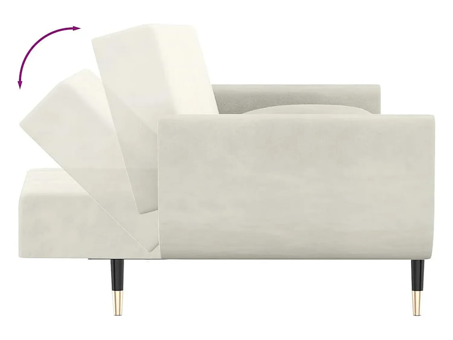 Sofá*vidaxl Sofá-cama 2 lugares com duas almofadas veludo cor Creme