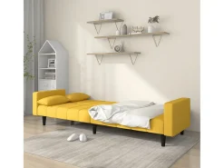 Sofá| Sofá-cama 2 lugares com duas almofadas tecido PT823782 Amarelo