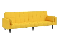 Sofá| Sofá-cama 2 lugares com duas almofadas tecido PT823782 Amarelo