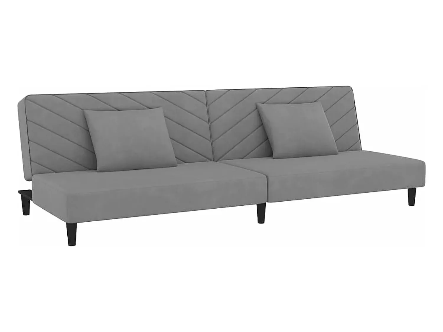 Sofá* Sofá-cama 2 lugares com duas almofadas veludo cinzento-claro PT646320 Cinzento claro
