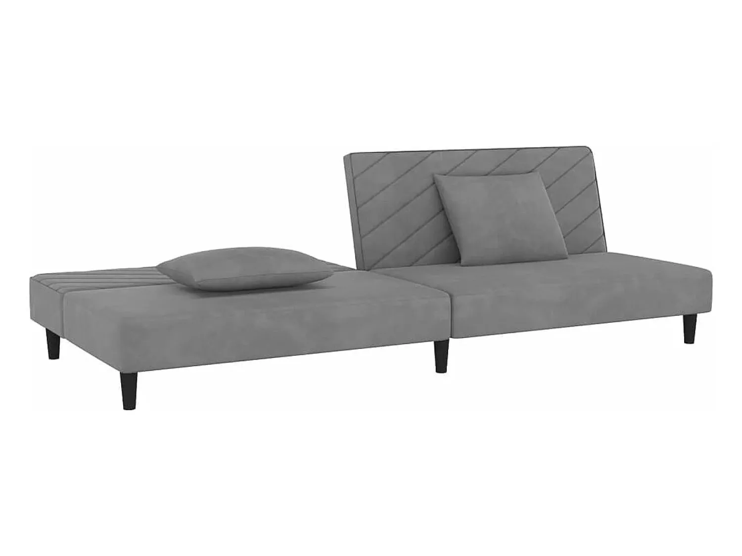 Sofá* Sofá-cama 2 lugares com duas almofadas veludo cinzento-claro PT646320 Cinzento claro