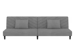 Sofá* Sofá-cama 2 lugares com duas almofadas veludo cinzento-claro PT646320 Cinzento claro