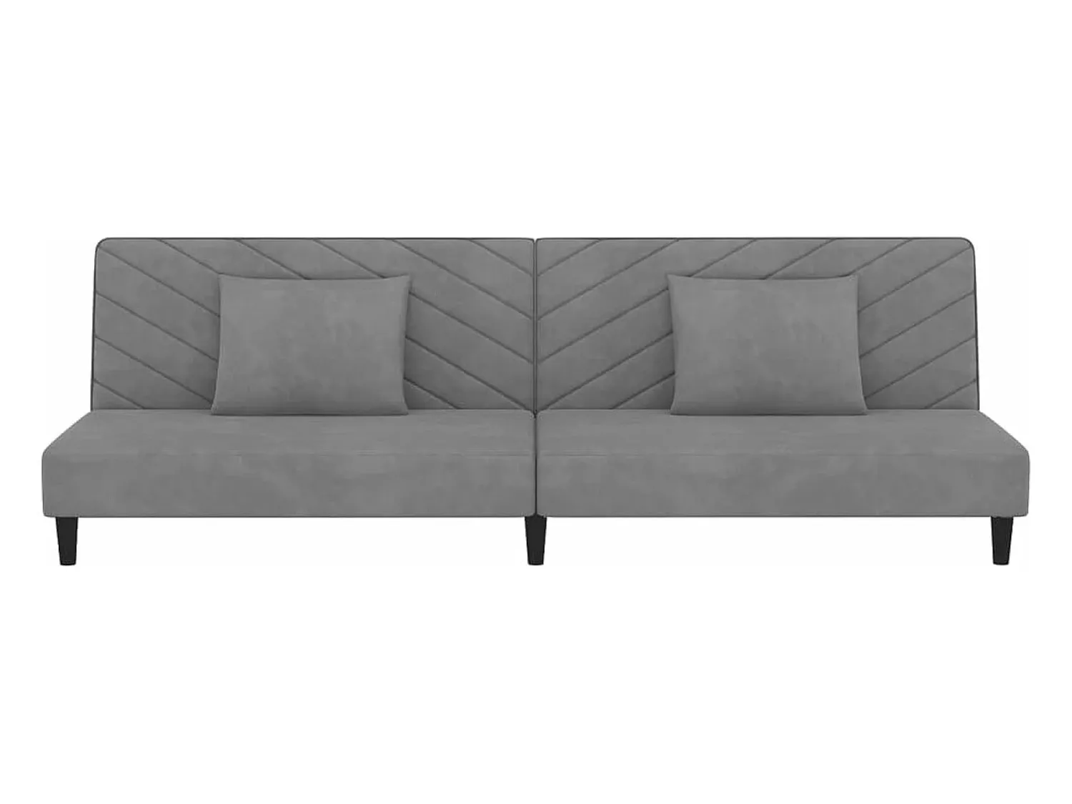 Sofá* Sofá-cama 2 lugares com duas almofadas veludo cinzento-claro PT646320 Cinzento claro