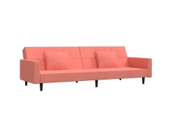 Sofá* Sofá-cama 2 lugares com duas almofadas veludo PT700928 Rosa