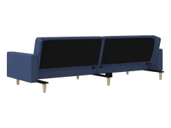 Sofá|vidaxl Sofá-cama 2 lugares com duas almofadas tecido Azul