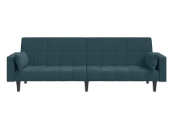 Sofá| Sofá-cama 2 lugares com duas almofadas veludo PT223931 Azul