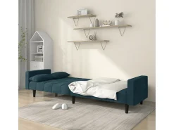 Sofá| Sofá-cama 2 lugares com duas almofadas veludo PT223931 Azul