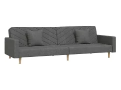 Sofá* Sofá-cama 2 lugares com duas almofadas tecido -escuro PT822033 Cinzento