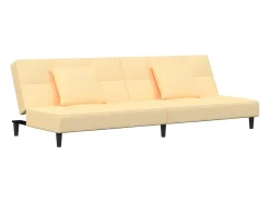Outlet Sofá-cama 2 lugares com duas almofadas veludo cor PT881792 Creme