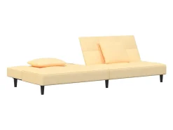 Outlet Sofá-cama 2 lugares com duas almofadas veludo cor PT881792 Creme