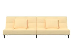 Outlet Sofá-cama 2 lugares com duas almofadas veludo cor PT881792 Creme