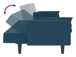 Sofá|vidaxl Sofá-cama 2 lugares com duas almofadas veludo Azul