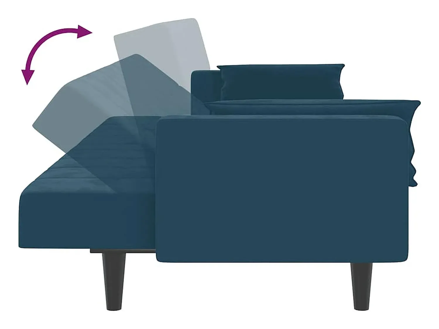 Sofá|vidaxl Sofá-cama 2 lugares com duas almofadas veludo Azul