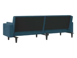Sofá|vidaxl Sofá-cama 2 lugares com duas almofadas veludo Azul