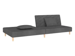 Sofá| Sofá-cama 2 lugares com duas almofadas tecido -escuro PT311173 Cinzento