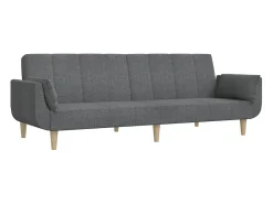 Sofá-cama 2 lugares com duas almofadas tecido -claro PT795045 Cinzento