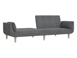 Sofá-cama 2 lugares com duas almofadas tecido -claro PT795045 Cinzento