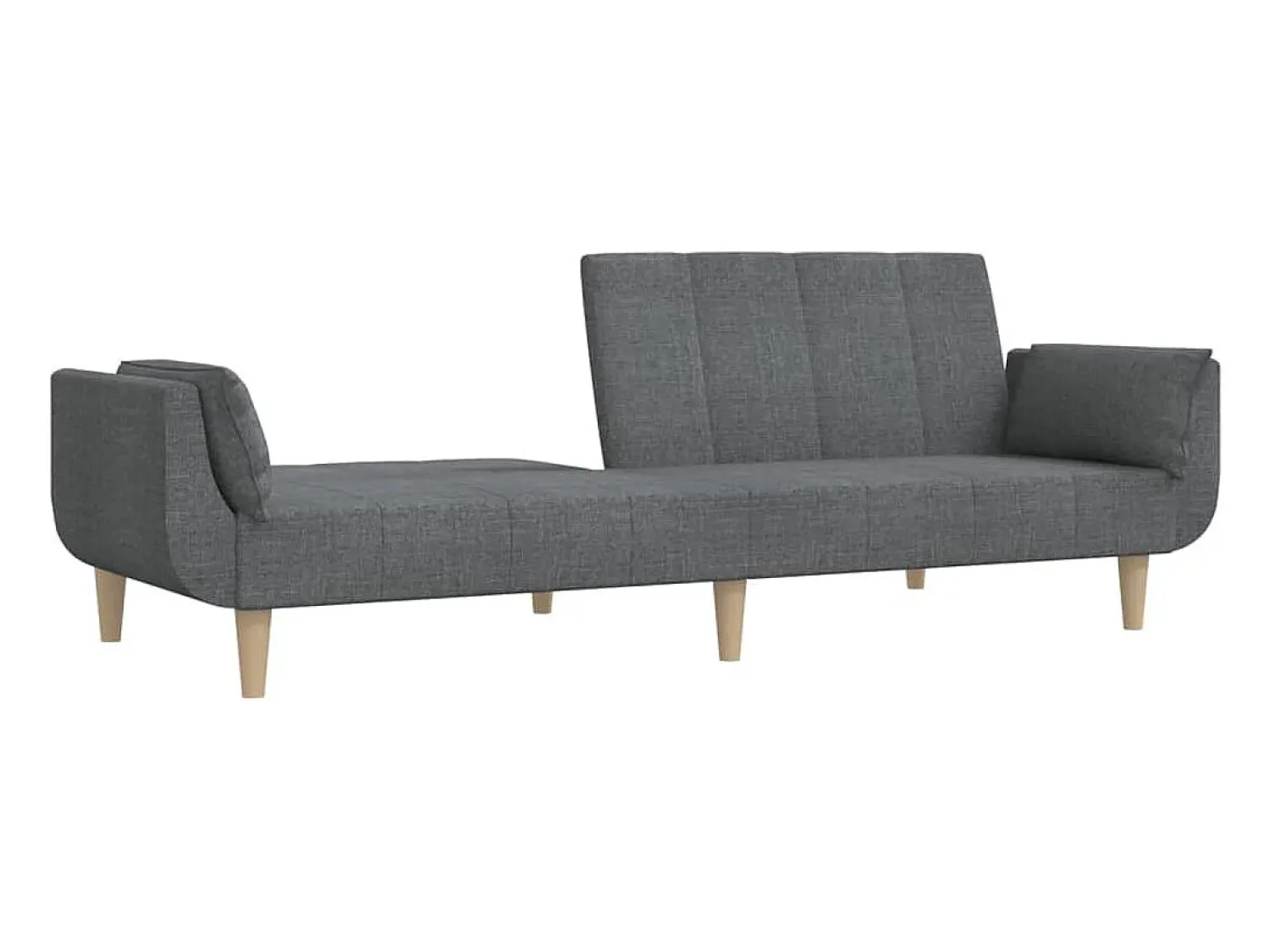 Sofá-cama 2 lugares com duas almofadas tecido -claro PT795045 Cinzento